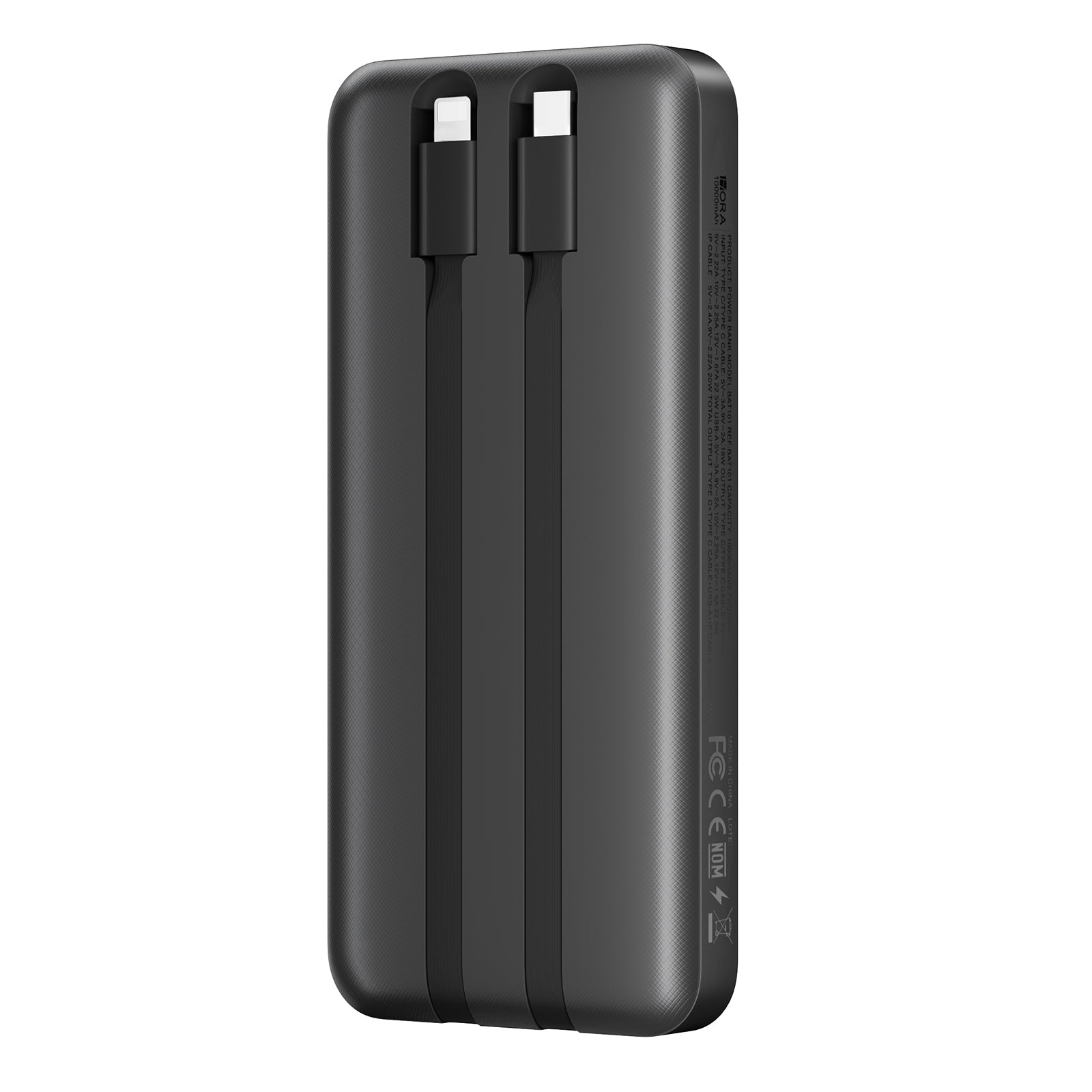 BAT101 10000mAh 22.5W Compact Power Bank with Built-in Cables
