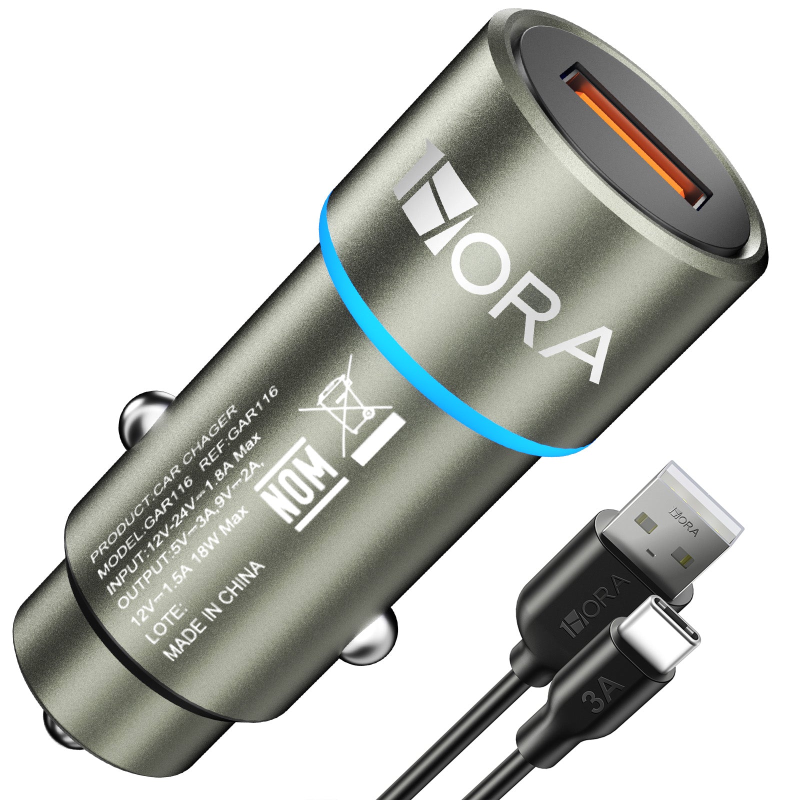 GAR244 18W USB Car Charger with Metal Body