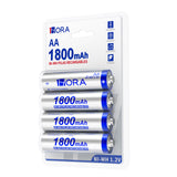 1Hora Pilas AA Recargables Baterias 1800mAh 4 Unidades GAR133