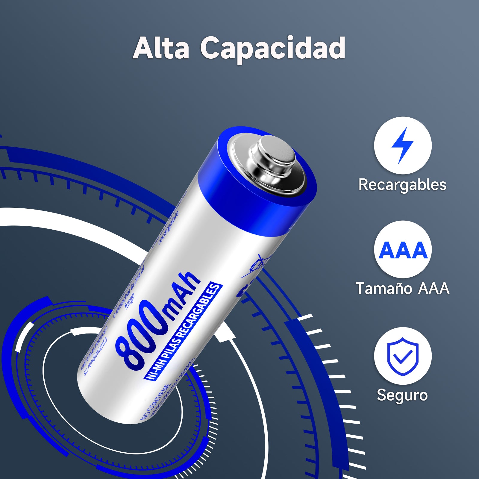 GAR134 1HORA AAA Rechargeable Batteries 800mAh 4 Units