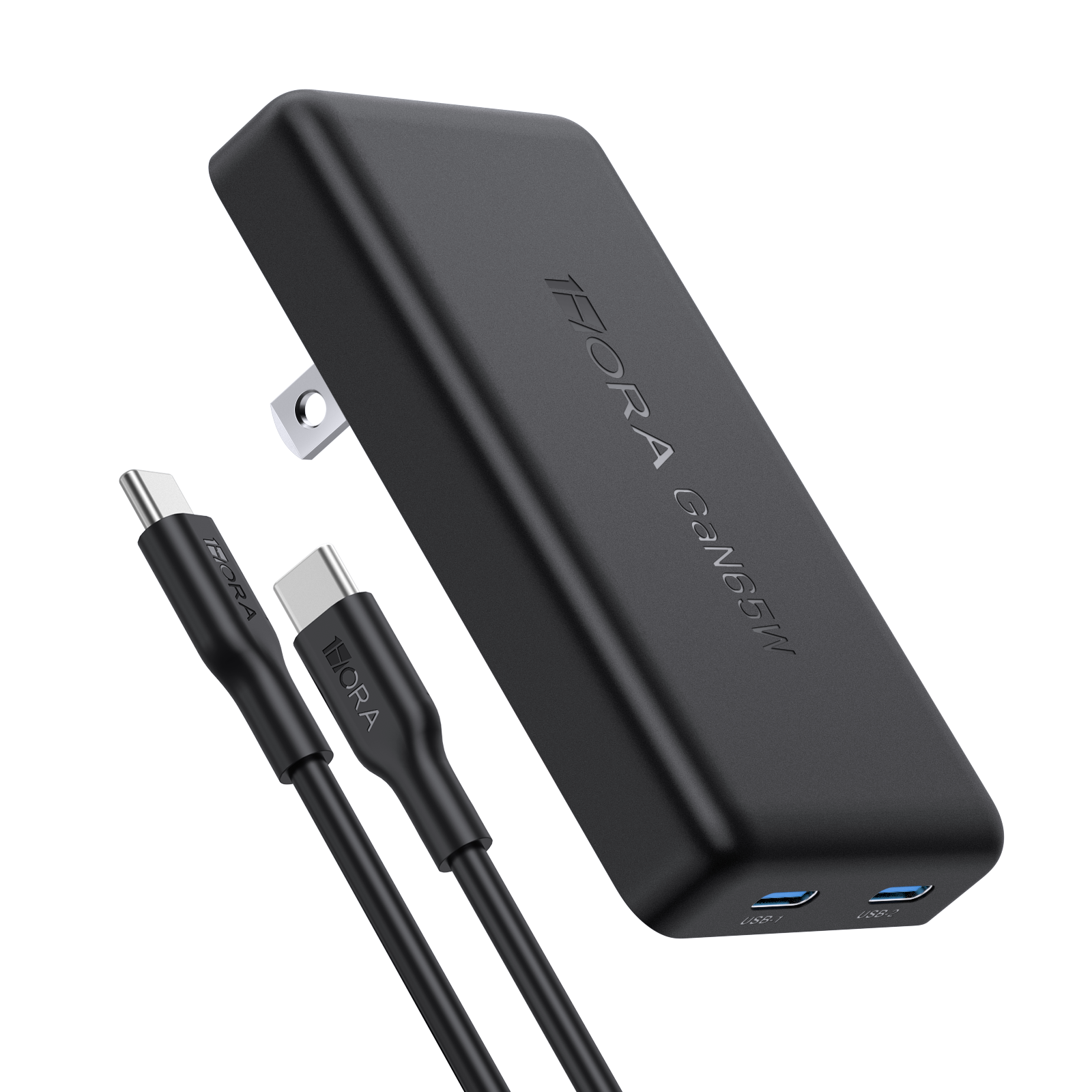 GAR323 GaN 65W 2-Port Fast Charger with Type-C Cable