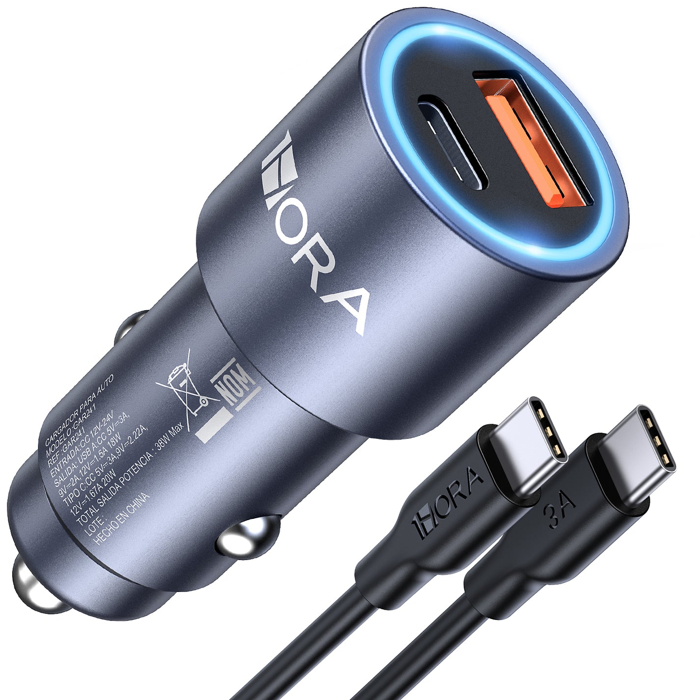 1HORA Cargador de carro 38W