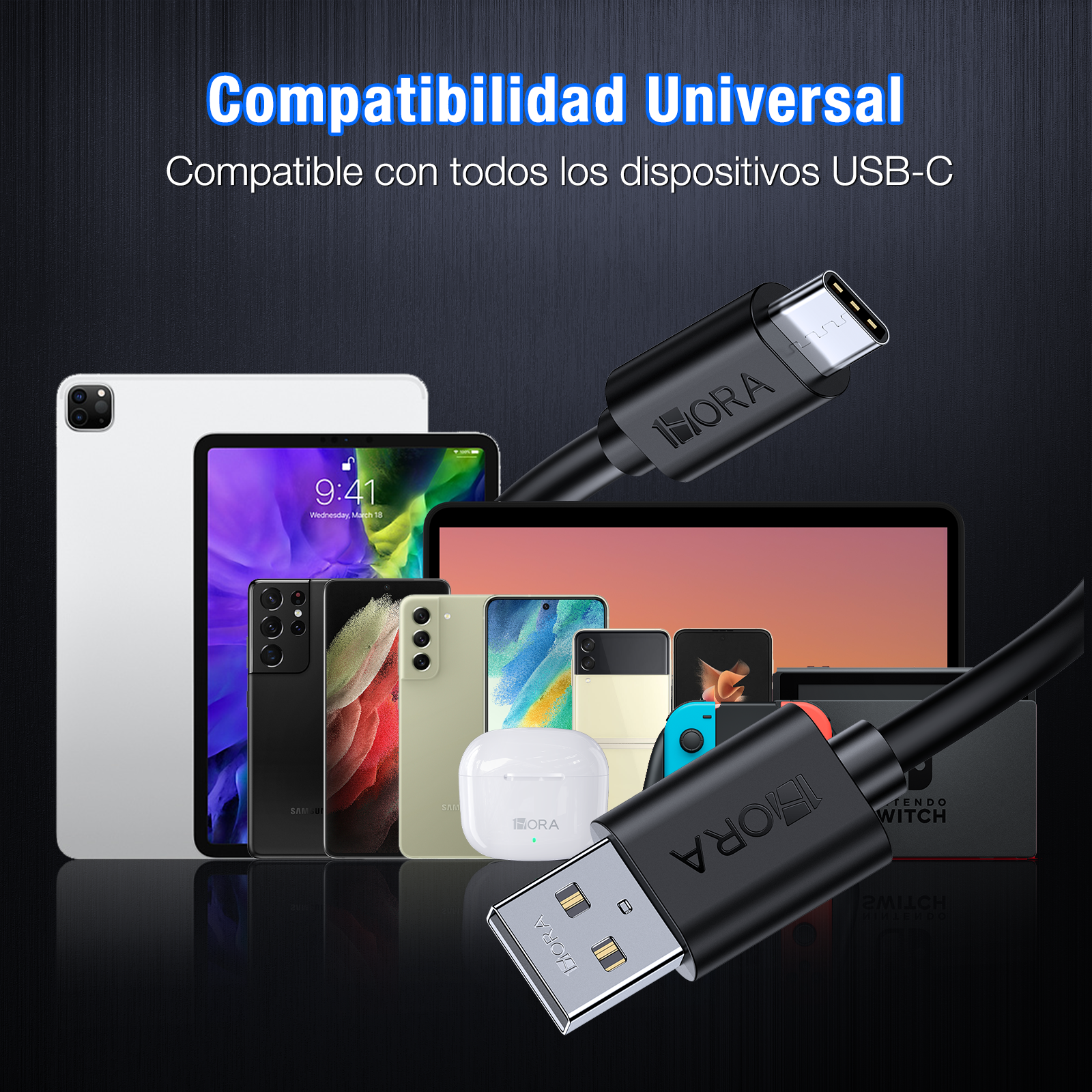 1Hora Cable USB C 2M 2.1A CAB185